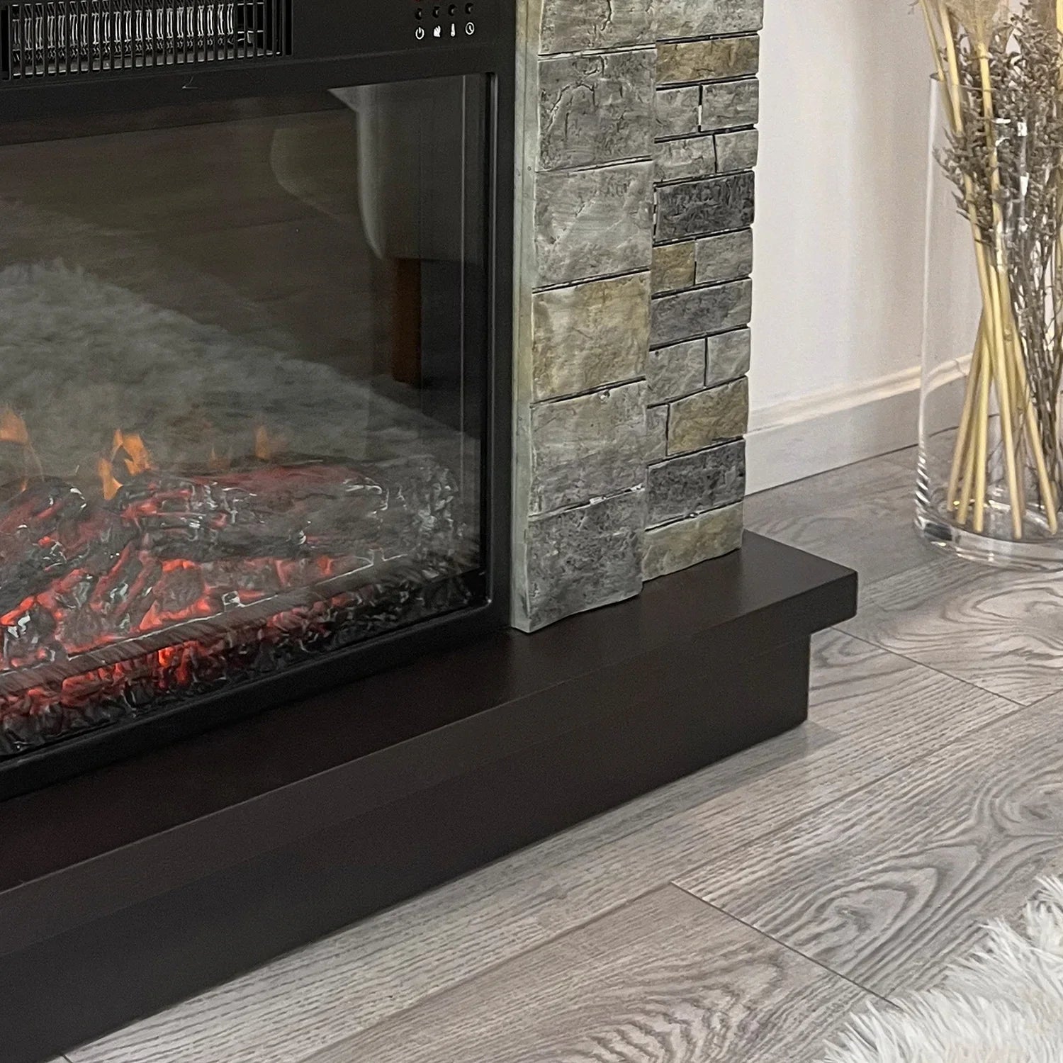 Infrared with Gray Freestanding, Mountain Stone 45" Mantel Cloud Fireplace Electric