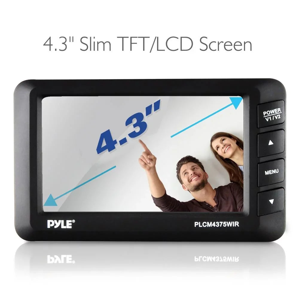 Wireless Backup Display PYLE PLCM4378WIR.5 Rear 4.3’’ System - & View Camera Kit - Screen Monitor with Parking/Reverse Vehicle