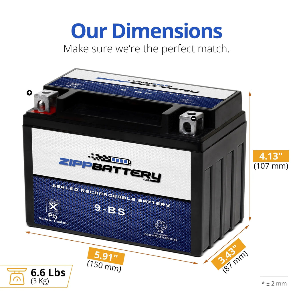 Volt,8 YTX9-BS Battery 97-'09 (9-BS Battery CCA) 12 120 Motorcycle 600cc Suzuki Zipp Ah, Gsx-r600 for