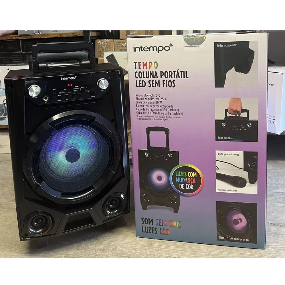 Microphone LED Input Rechargeable Tailgate Speaker Home USB Bluetooth exterior Lights