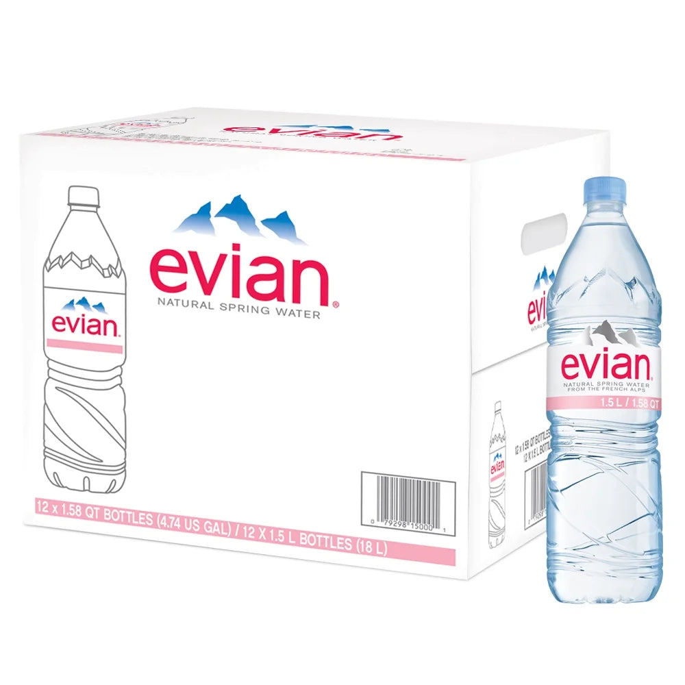 Count evian Spring 50.7 Natural 12 liquid, Oz, Bottles Fl
