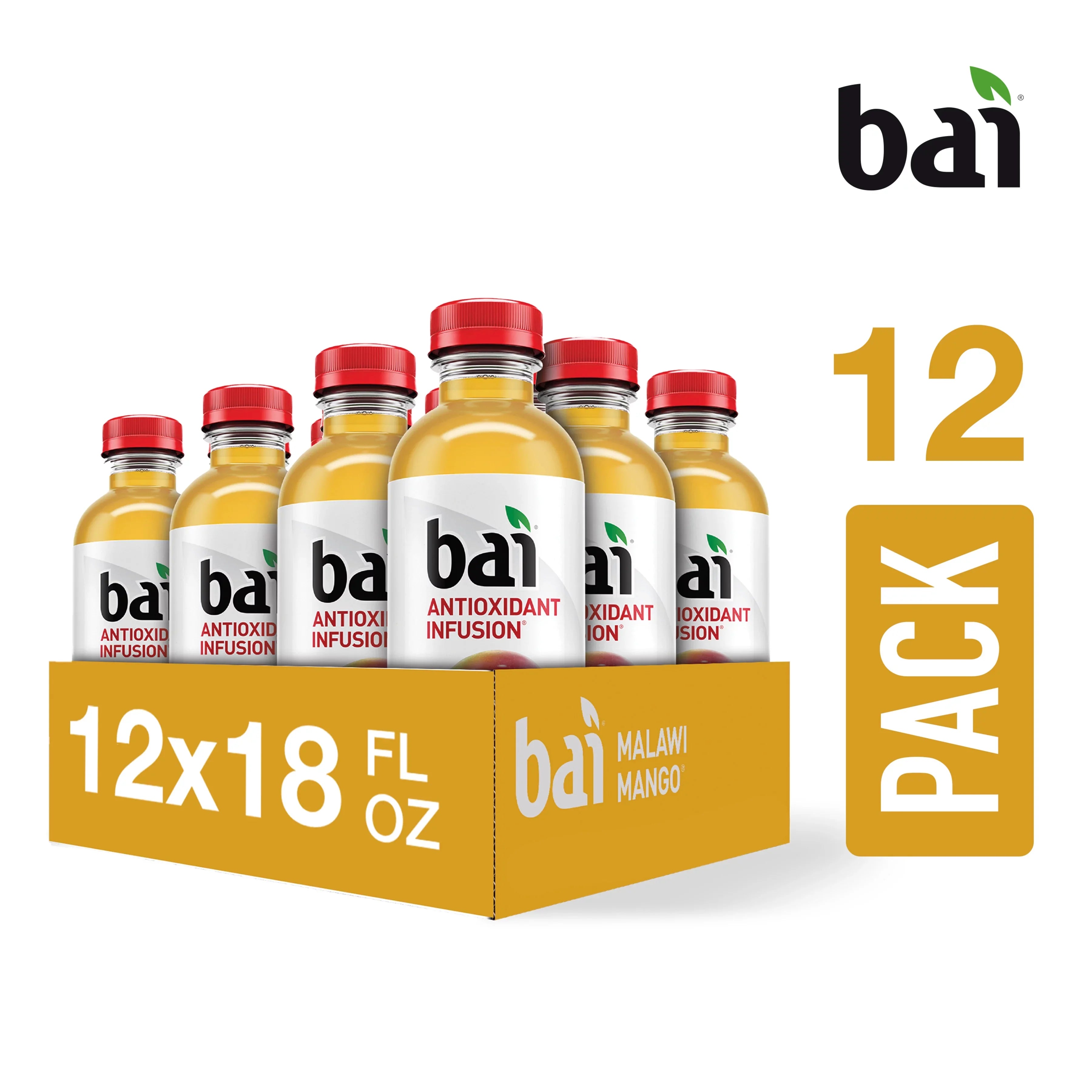 Pack Antioxidant Bai Oz, Bottles Drink, Infused Fl Gluten-Free, 12 Malawi Mango, 18