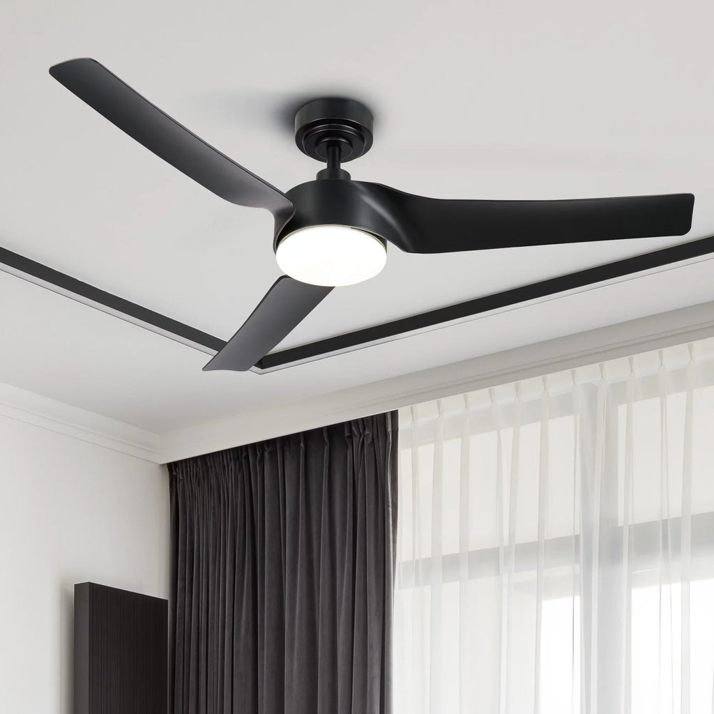 Modern 52" with Kit Bestco Light Remote, & Fan Ceiling Smart Dimmable Black