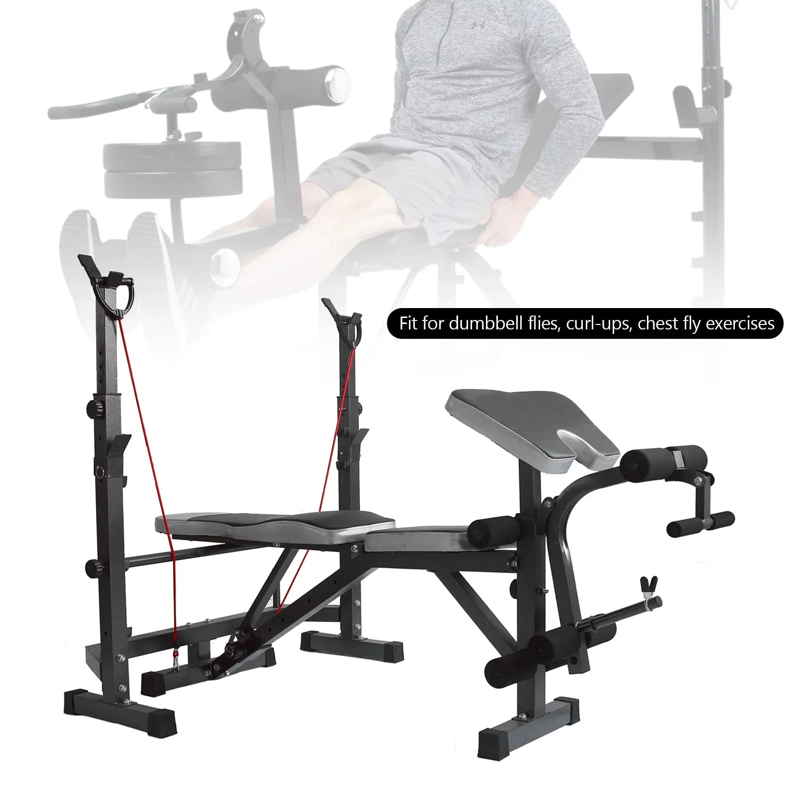 Developer Stock and Press Crunch Workout Leg Olympic Bench, Body Equipment Handle Workouts, Preacher US Home Weight Home for Workouts Bench with At Curl, Champ for