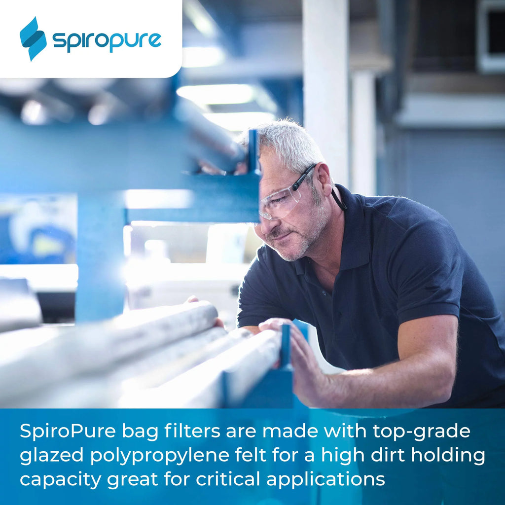 (Case 40) 100 Polypropylene of 155394-03 SpiroPure Micron Filter SP-BP-420-100 Felt (20”) BP-420-100 Glazed #4 Liquid Bag
