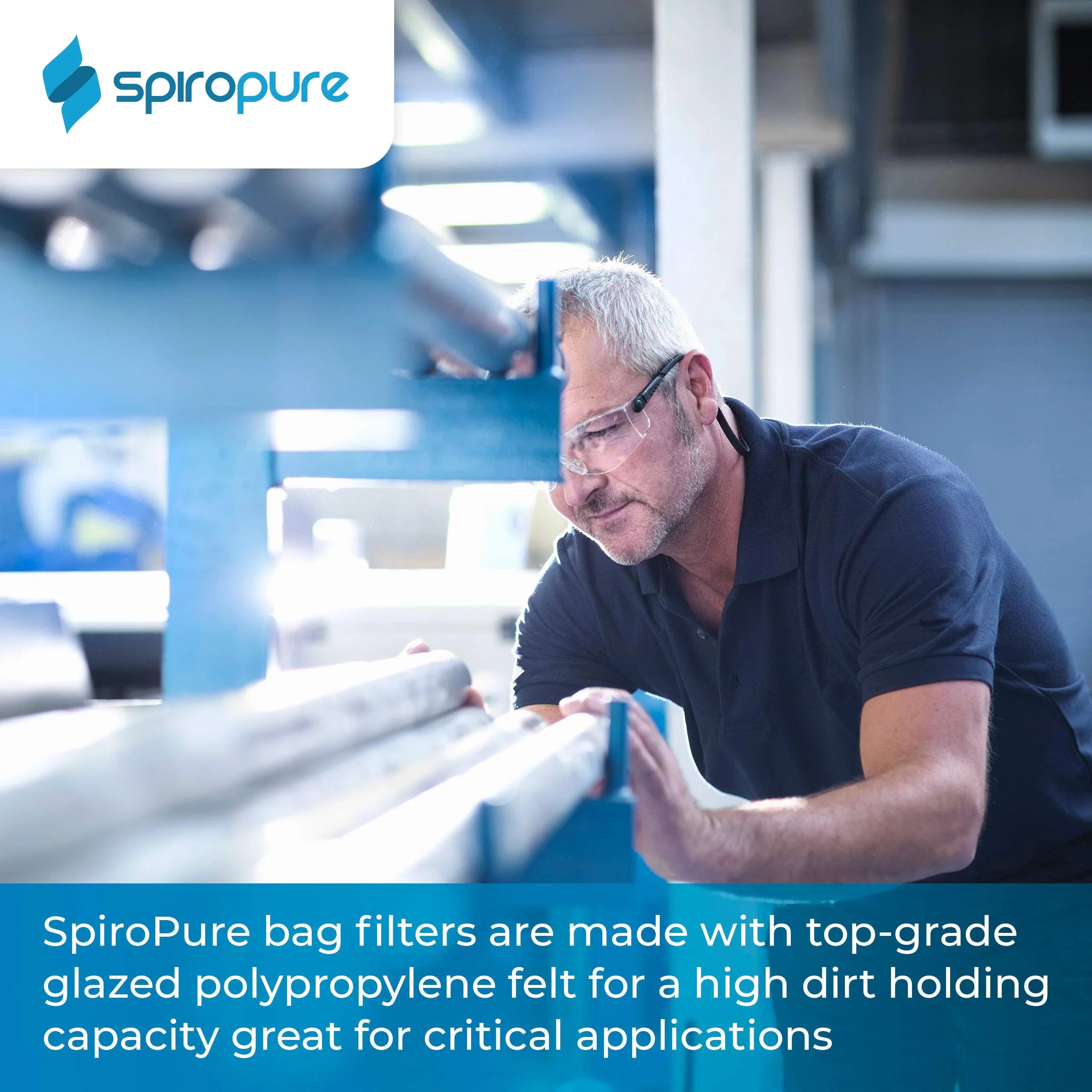 (Case 40) 100 Polypropylene of 155394-03 SpiroPure Micron Filter SP-BP-420-100 Felt (20”) BP-420-100 Glazed #4 Liquid Bag