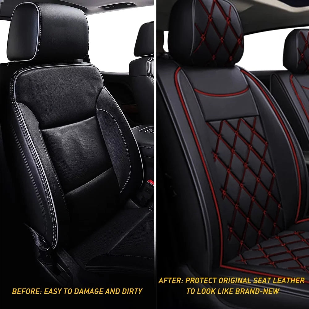 Black-Red) Crew,Double,Extended 2007-2023 Truck(Full Silverado Seat Full Cab GMC HD Car Set Sierra Fit Pickup or 1500/2500 Covers for HD 3500 Set, /