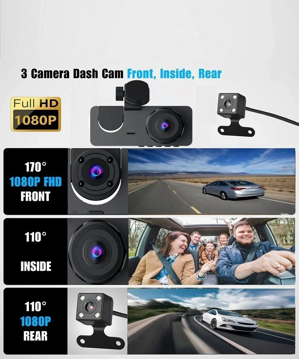 Car Video Recorder. Vision Camera 3 Dash Night DVR Car