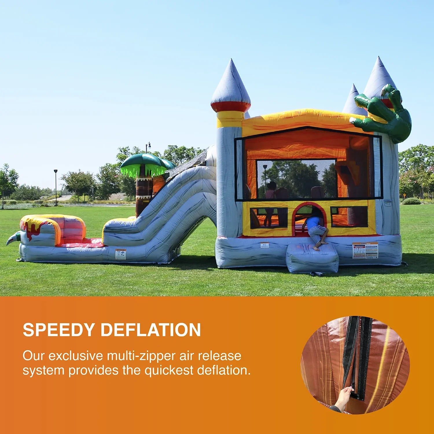 and House Slide for Kids Commercial and JumpOrange Grade Pool Adults Blower), (with Bounce liquid T-Rex