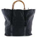 002-2058-0412-5 Leather Bag Nylon Pre-Owned Bamboo (Fair) x Unisex Canvas Tote Black