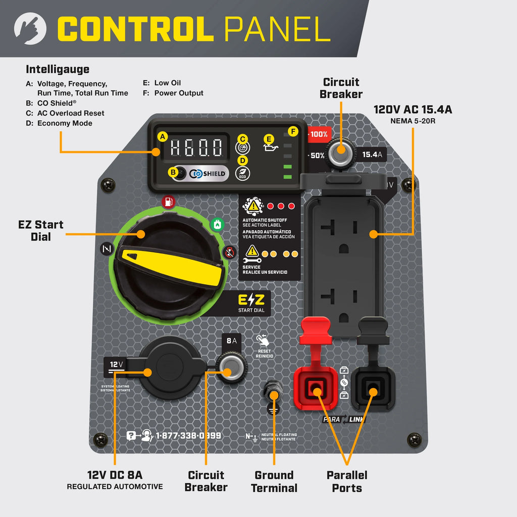 Inverter Shield Dual Portable Quiet Champion 2500-Watt CO Power Generator with Technology Equipment and Fuel