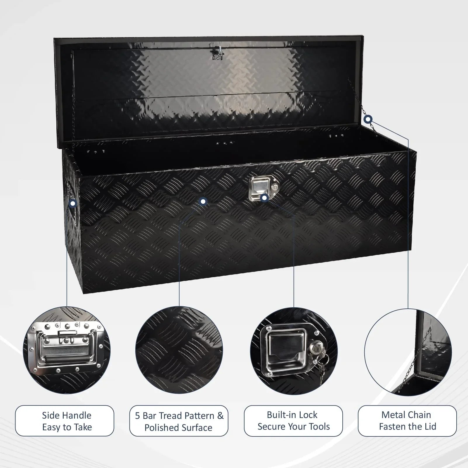Heavy x Pickup Handle Truck Duty Box Side Storage Box 15 Aluminum x Tool Box Tool w/ Bed Truck for Tool BATONECO Trailer lack 15 48 B48 Inch