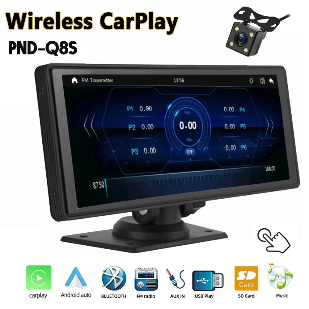 Play Recorder Car Carplay Receiver with Multimedia Car Wireless Android Car Audio Bluetooth,Backup Stereo Polarlander Touch Player Radio TF, Screen AUX, 9.3 Navigation, GPS Inch Auto, Camera,