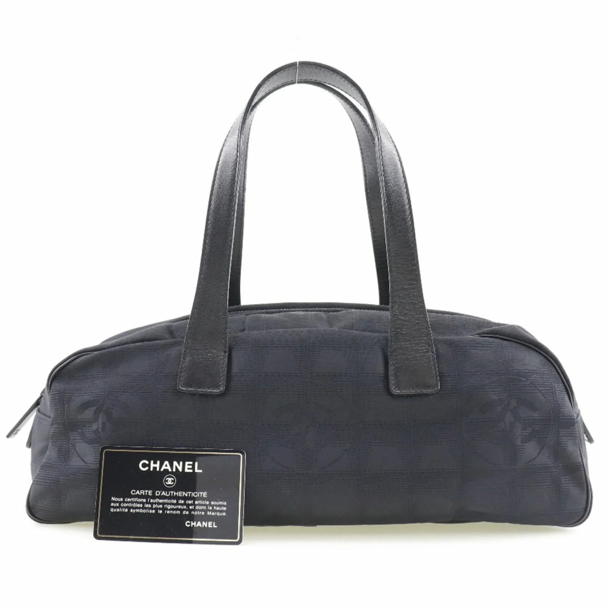 Boston Black Used Handbag Nylon A15828 Canvas Travel New Ladies Authenticated Line Mini