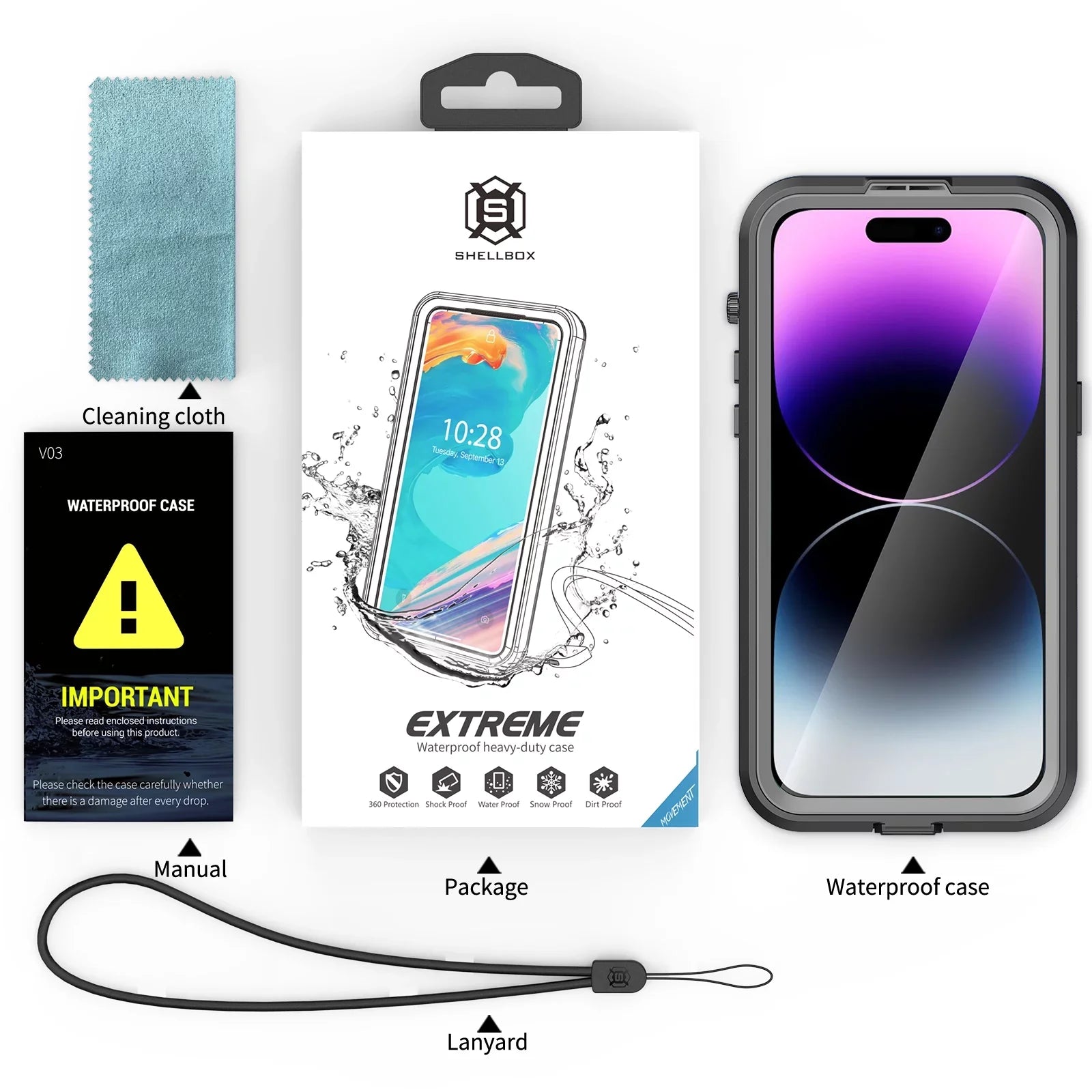 for with Dropproof][Dustproof][Compatible Underwater][14FT Waterproof, Pro Pro Black Case - MagSafe] Screen iPhone for 6H [Real 14 14 Built-in Protector iPhone 6.1" 360][IP68 Military