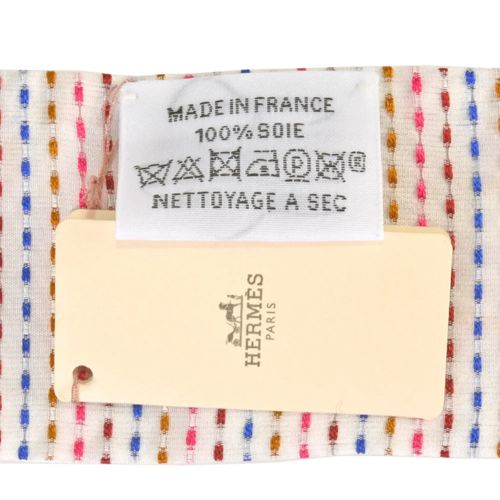100% (Like NEON New) Silk CHEVALOSCOPE Scarf Pointier 853954S White Muffler Pre-Owned HERMES Twilly