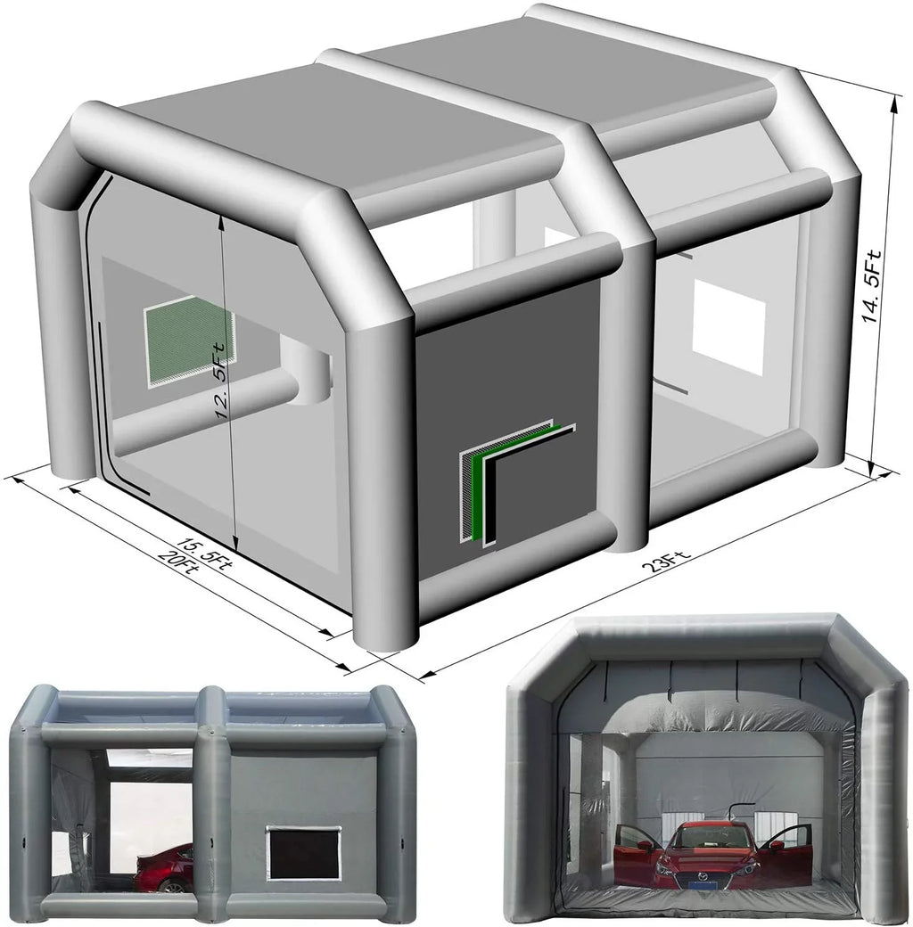 23x20x14.5Ft Paint Booth Inflatable Booth with Painting Spray Sewinfla Blowers Portable Inflatable Professional Booth Car