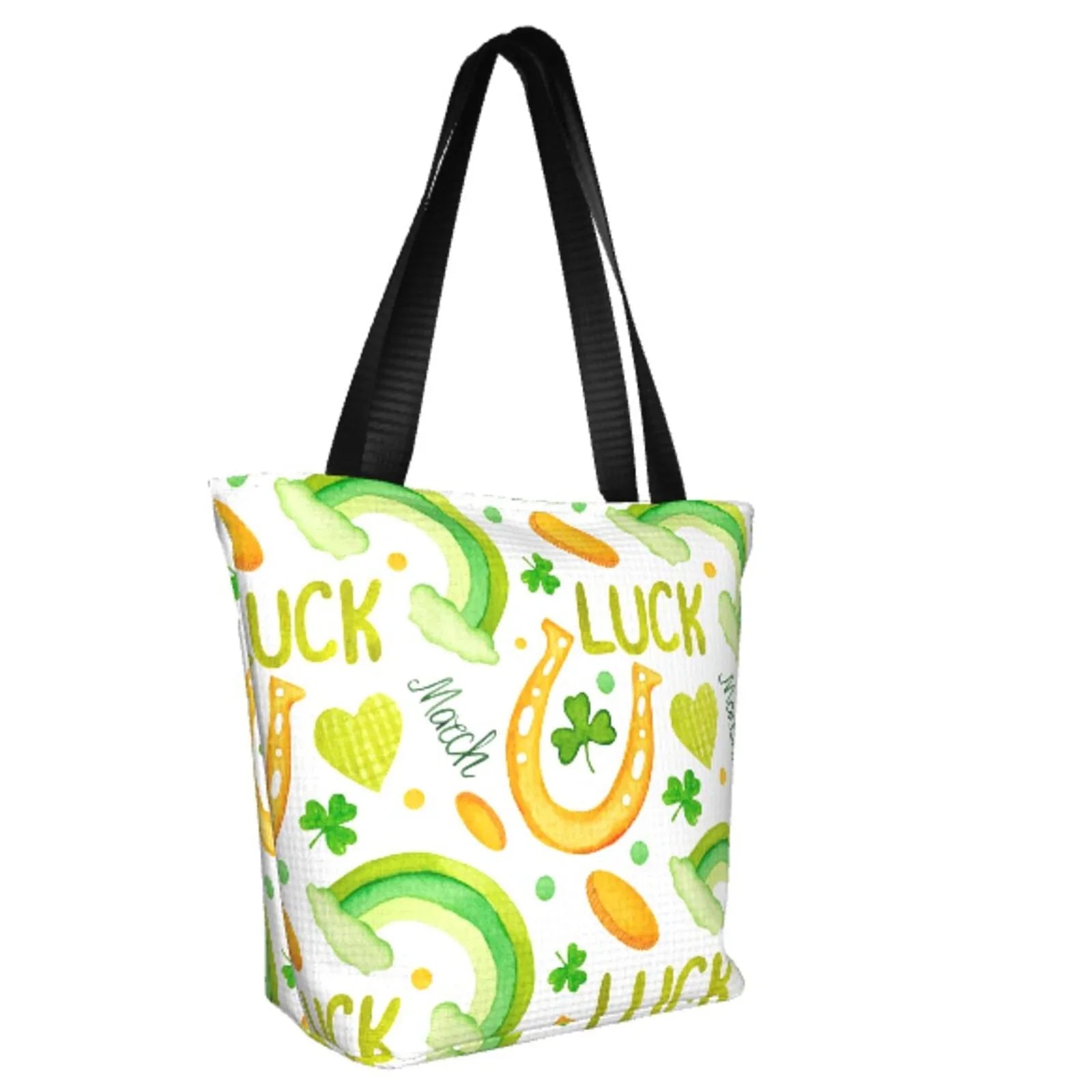 Day1 Canvas Easygdp Suitable St with Bag, Bag Shopping Zip, Shoulder Buying Office, Fitness Tote Groceries, Handbag Stylish for Patrick's