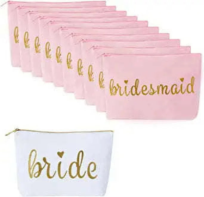 Margaret of Samantha Makeup and Showers Weddings, White Pink - Bridal and Bachelorette 11 Set Canvas - Parties for Bags