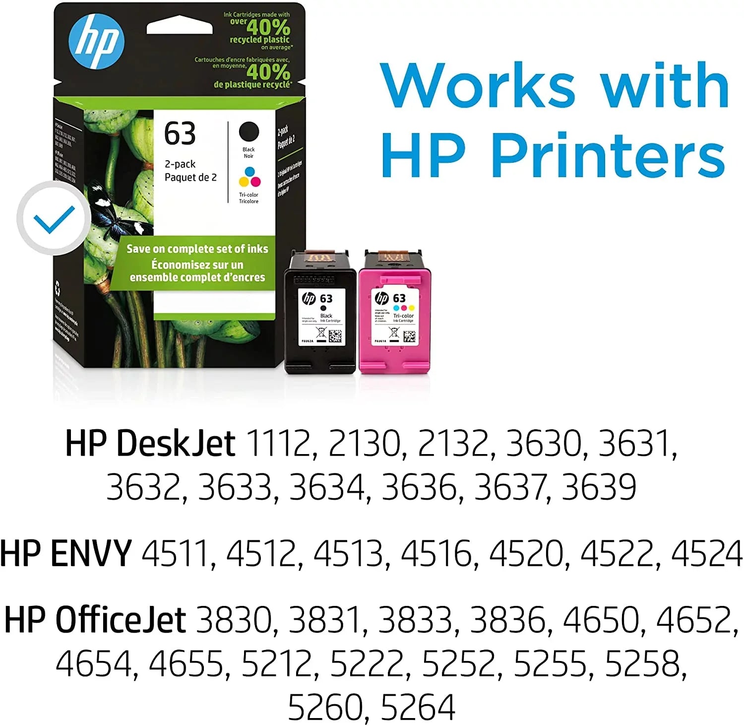 HP Cartridges Ink Color Black and (‎L0R46AN#140) Combo 63