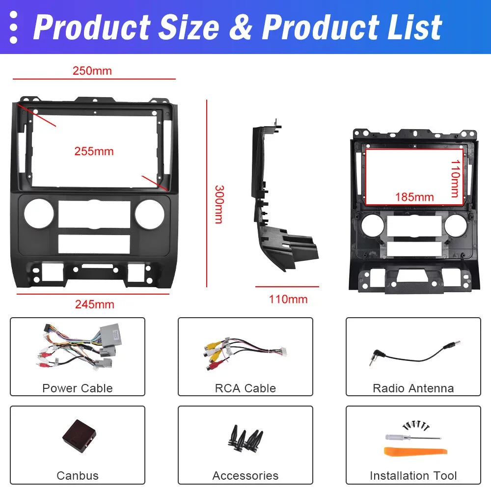 WIFI Camera Touchscreen Tribu Hifi, 13 Android 9'' Mirror Stereo Radio Wireless Podofo Car AHD 2+64G Android Escape/ for Carplay Auto GPS Backup FM Bluetooth 2007-2012 Link Kuga/Mazda