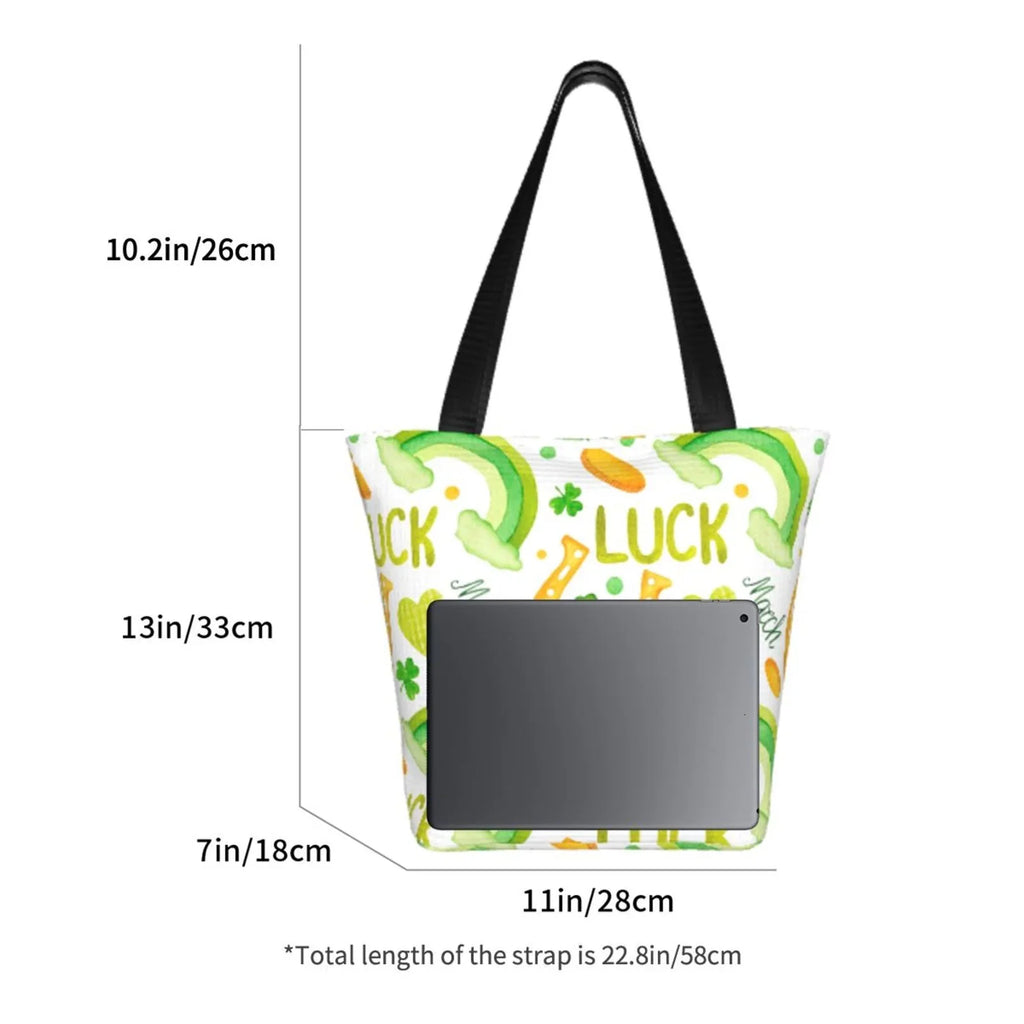 Day1 Canvas Easygdp Suitable St with Bag, Bag Shopping Zip, Shoulder Buying Office, Fitness Tote Groceries, Handbag Stylish for Patrick's