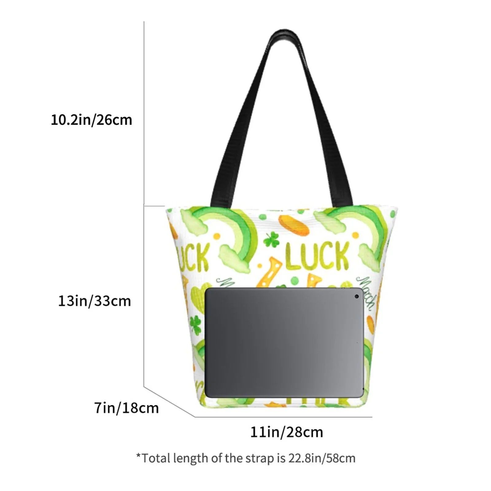 Day1 Canvas Easygdp Suitable St with Bag, Bag Shopping Zip, Shoulder Buying Office, Fitness Tote Groceries, Handbag Stylish for Patrick's