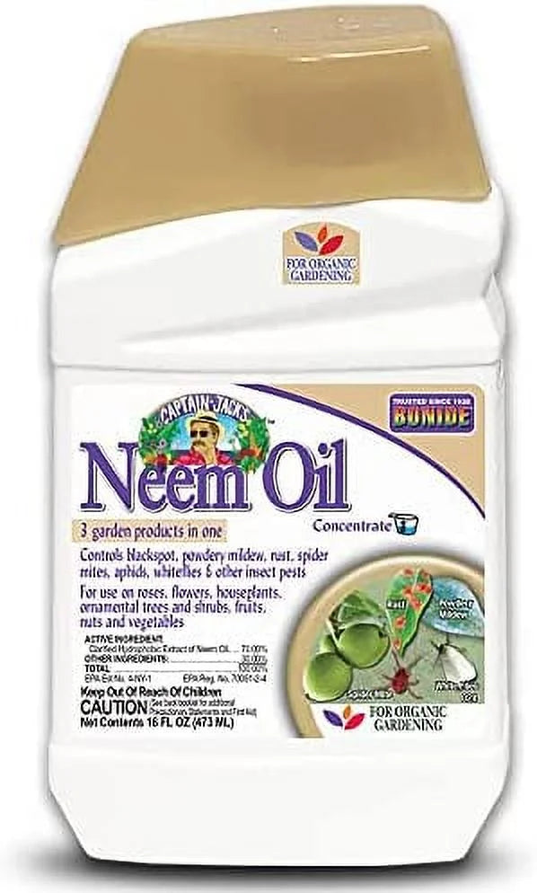 16 for Captain Concentrate, Multi-Purpose Gardening Neem Insecticide Jack's Fungicide, Organic Bonide Oil, oz. Miticide and