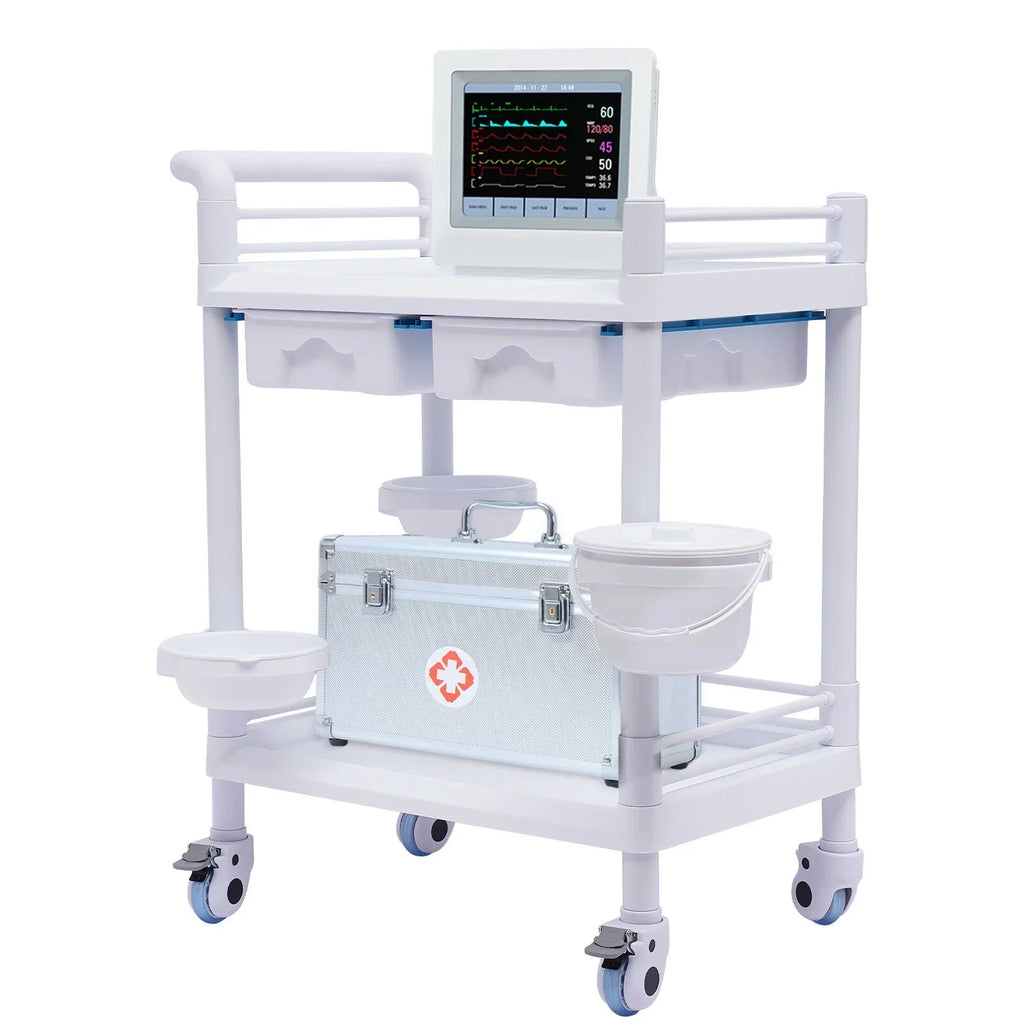 Hospital Spa Mobile Utility Clinic Rolling Salon 360°Rotate Beauty Spacious Salon Tier Cart Rolling Dental Trolley Trolley Beauty Cart, with Beauty Wheels for Trolley Spa 2