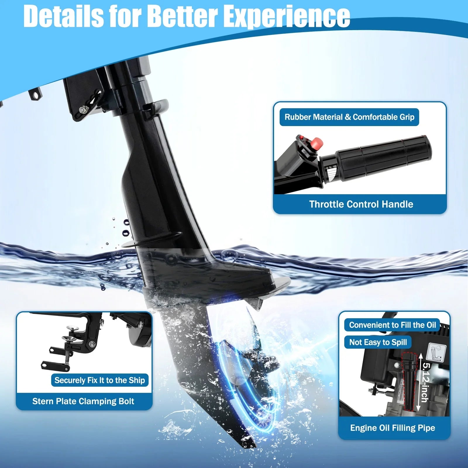Outboard HP Air with Air Cooling Engine Engine System Shaft Tiller Cooling Stroke liquid 1:1.5 Boat 2500rpm 6 4 Fichiouy CDI Motor