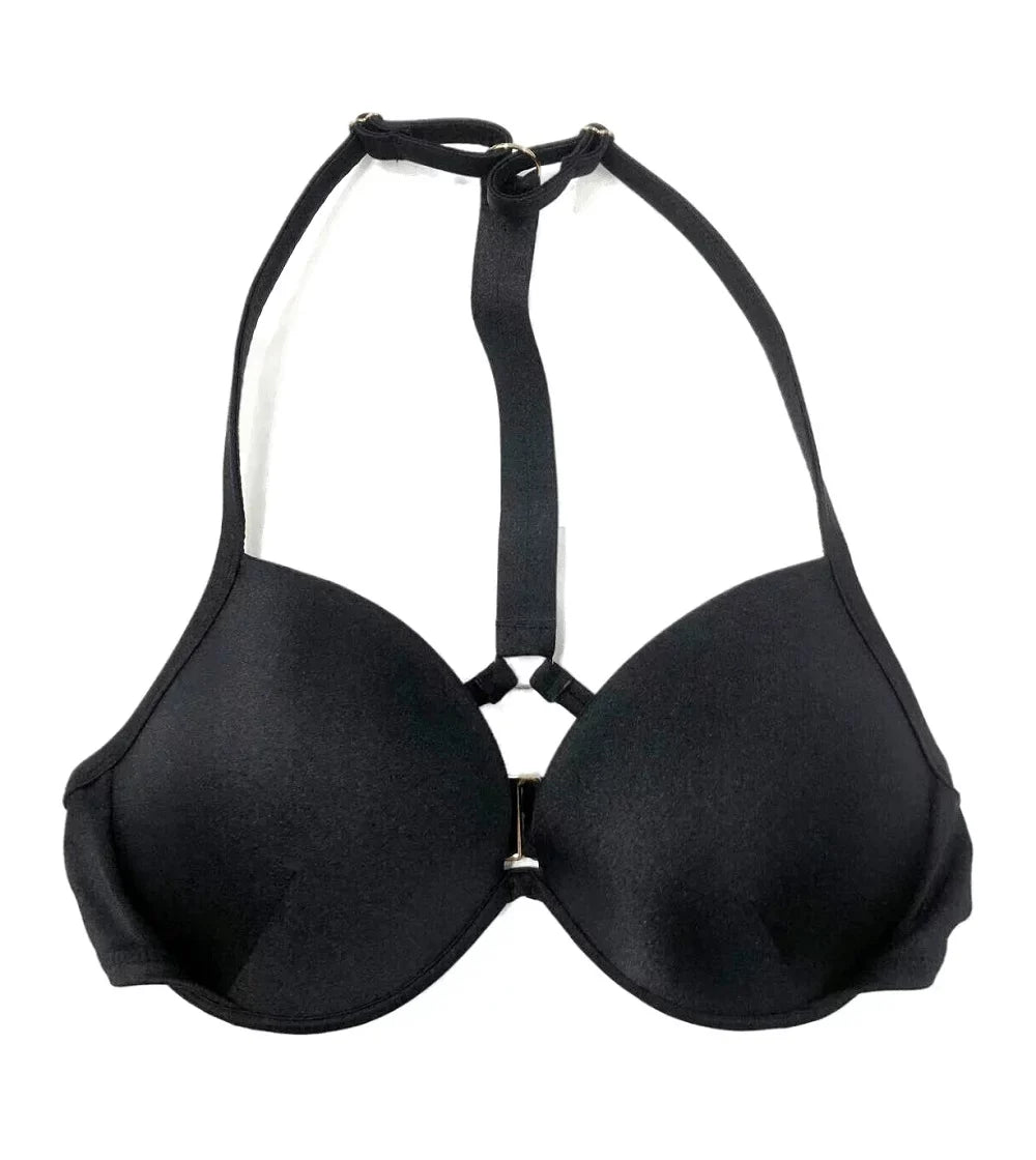 Push NWT dimension Secret Black Top Up Shine Swim Fabulous 34DDD Strap Bikini Victoria's