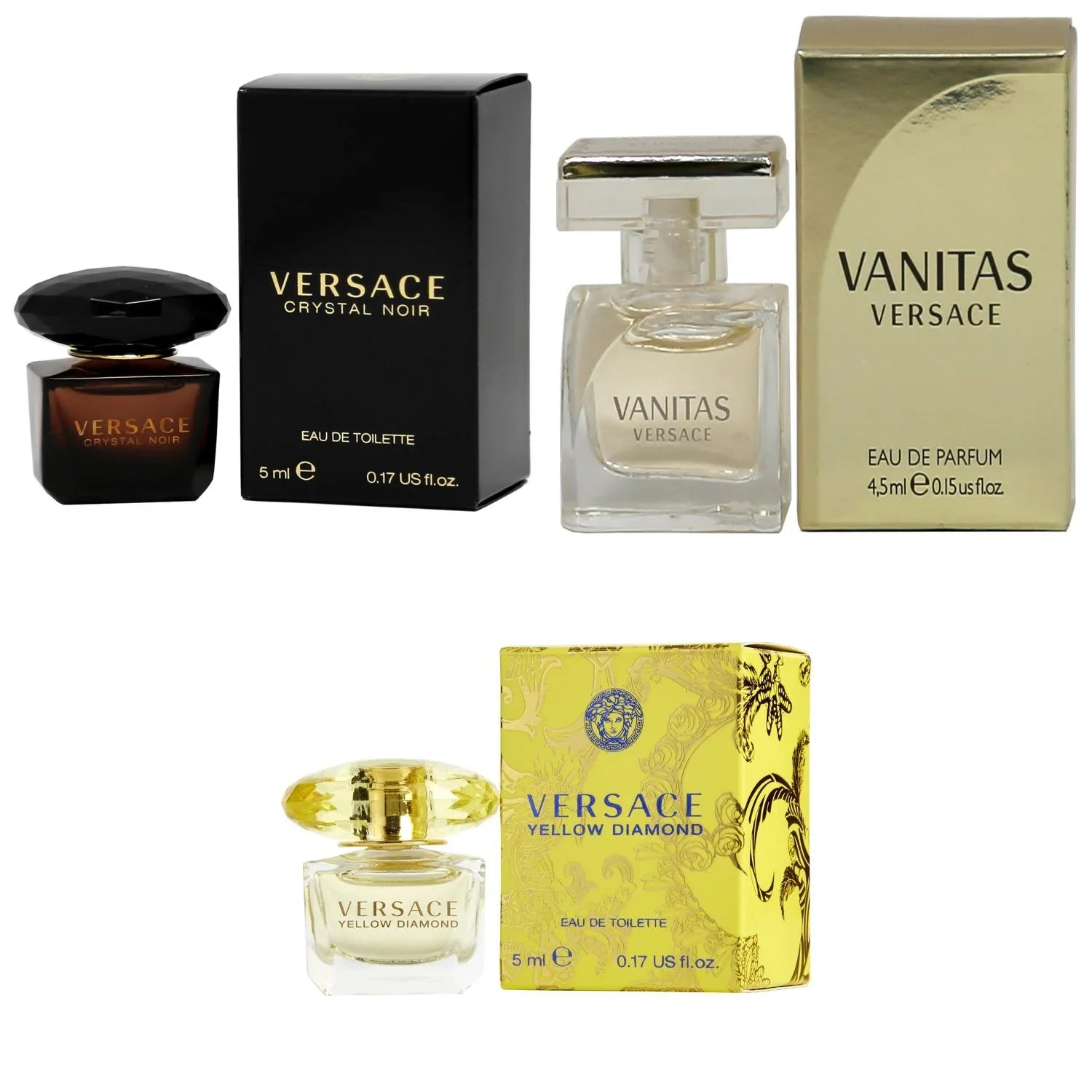 Crystal Kit 3PK - Diamond Yellow Noir Vanitas Versace EDT, 5ml EDP, EDT