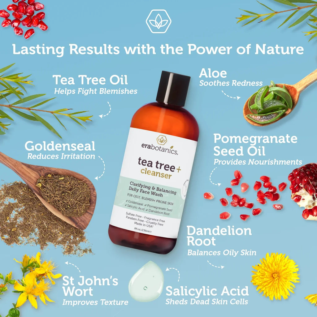 Body Organics Cleanser and Tea Wash Oil Face 8oz Era Tree