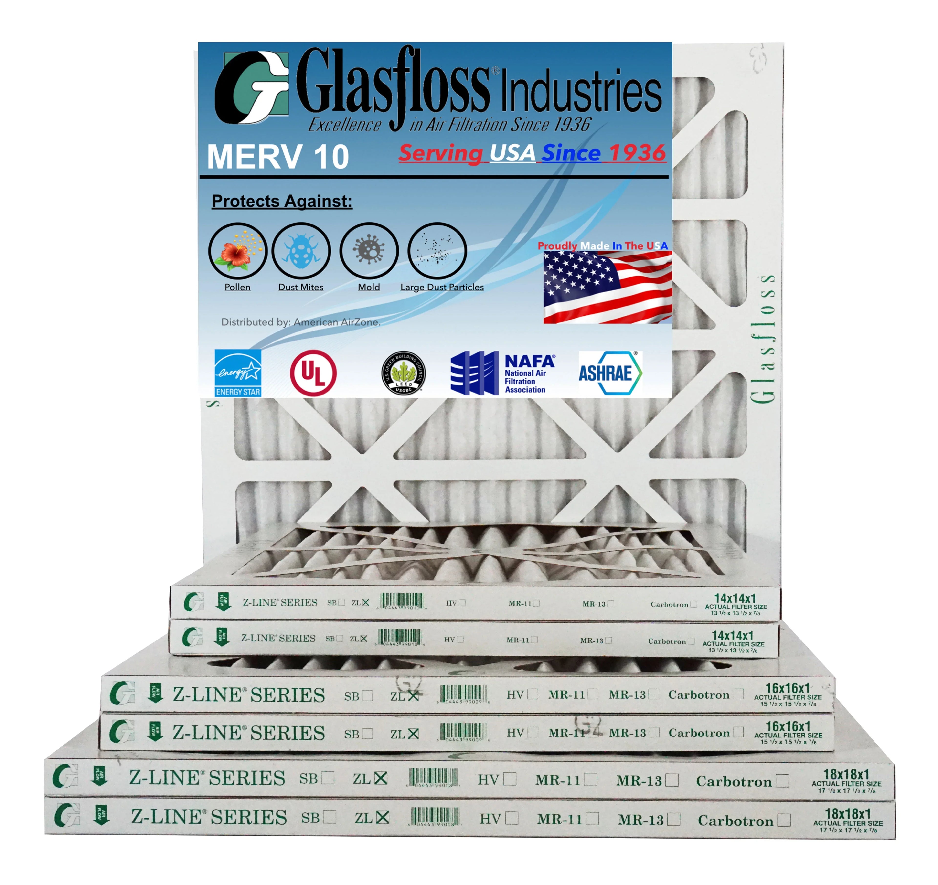 6) The - Home or - Furnace Filter (Pack - AC 16x16x2 In Made Air HVAC Air - USA. Pleated Glasfloss Air or MERV - - Filter Filter 10 2" Office of