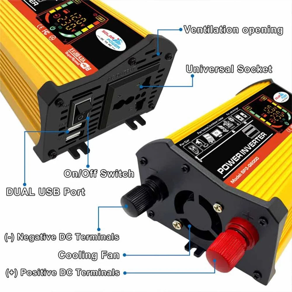 Ports 2 Charging DC12V-AC220V Charger Wave USB ALLTIMES Intelligent 500W Sine Car Adapter Power Inverter Modified Fast Digital 6000W Reted Display Converter Auto