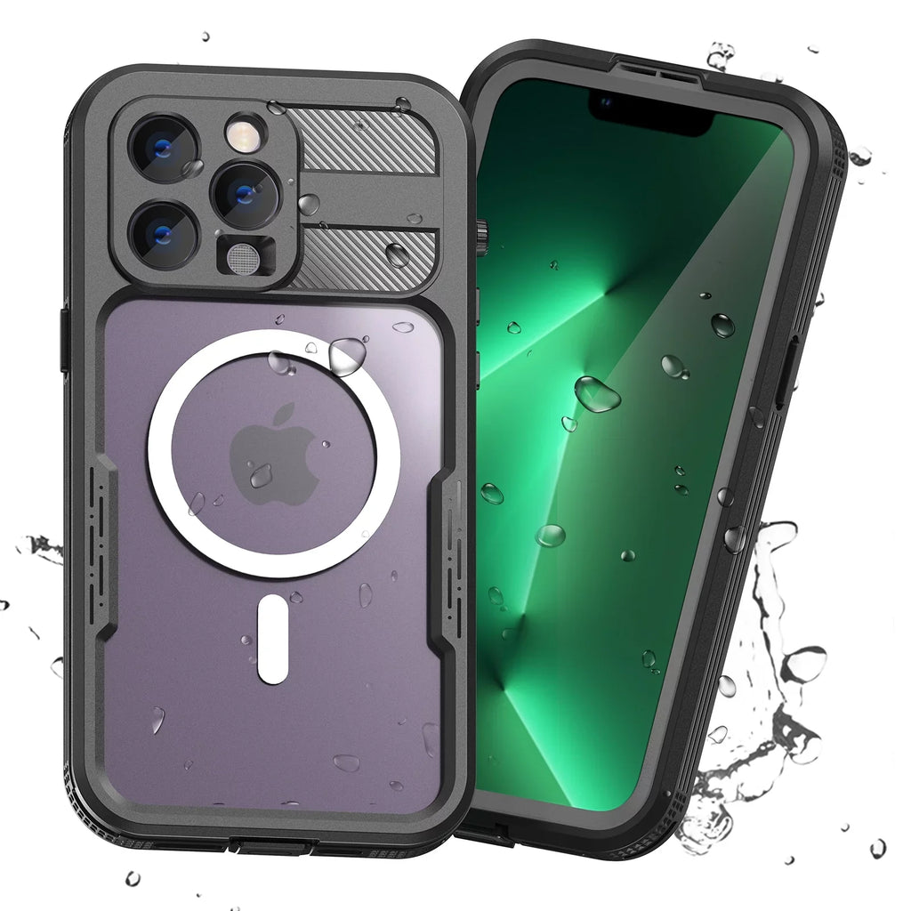 for with Dropproof][Dustproof][Compatible Underwater][14FT Waterproof, Pro Pro Black Case - MagSafe] Screen iPhone for 6H [Real 14 14 Built-in Protector iPhone 6.1" 360][IP68 Military