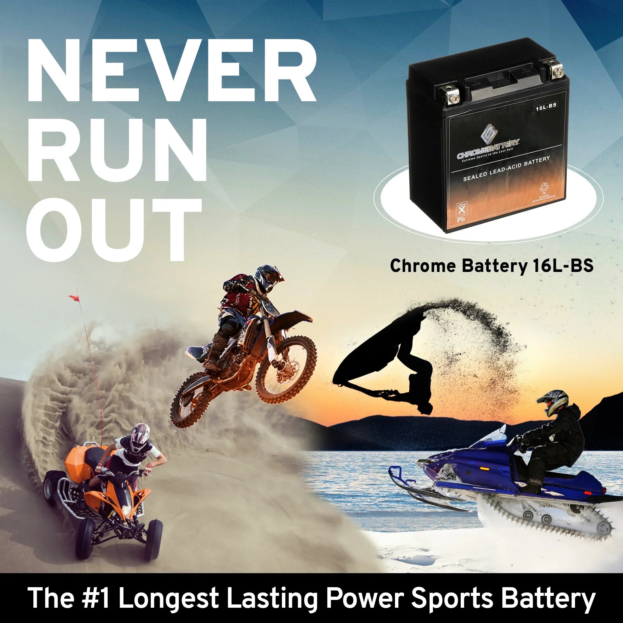 for Jh750 12 CCA) Kawasaki Jet Xir 1992 (16L-BS St YTX16L-BS Ah, 750cc Chrome Ss Xi Battery Ski Volt,14 230 Battery