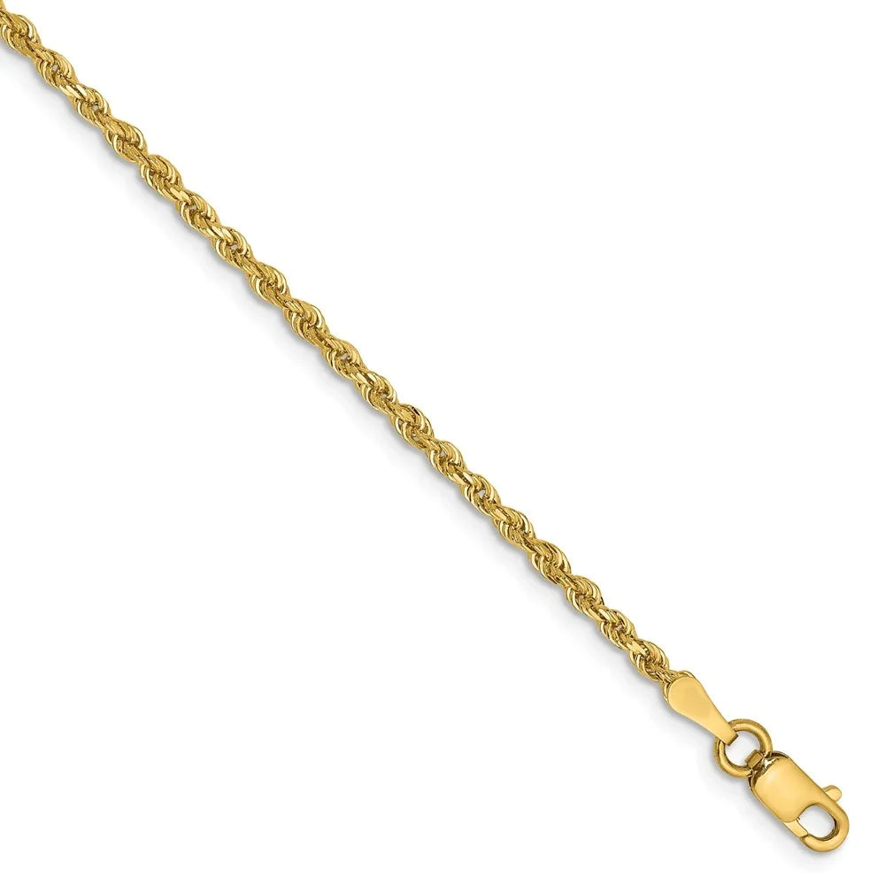 Quadruple Adults Gold for Yellow Chain and 14kt Women Men Bracelet; Teens; Rope for Diamond 2.00mm Cut and Chain Real