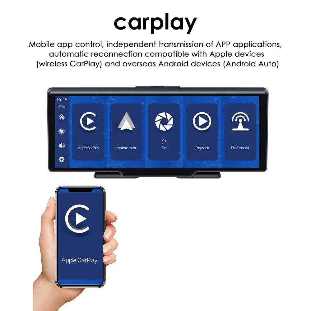 WiFi Screen, Connectivity, - 2K Wireless 1080P Recording, Enhanced Lens with Dual Android KingFurt Dash T91 Auto, Camera Touch