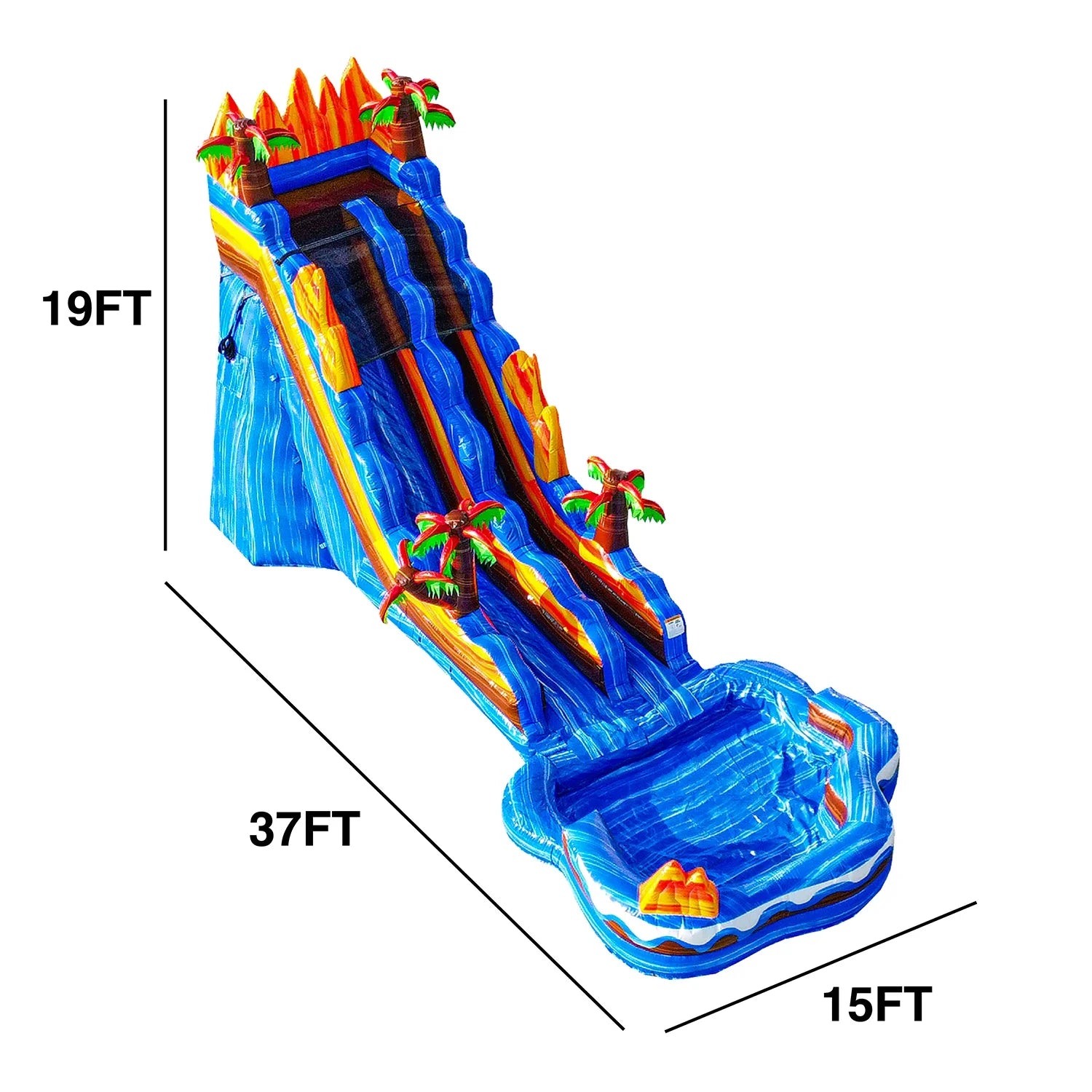 Commercial and Kids JumpOrange Waterslide, Vinyl Adults Blower), PVC Grade for with Slide 19' Detachable liquid Tall Pool Oasis Inflatable (with exterior