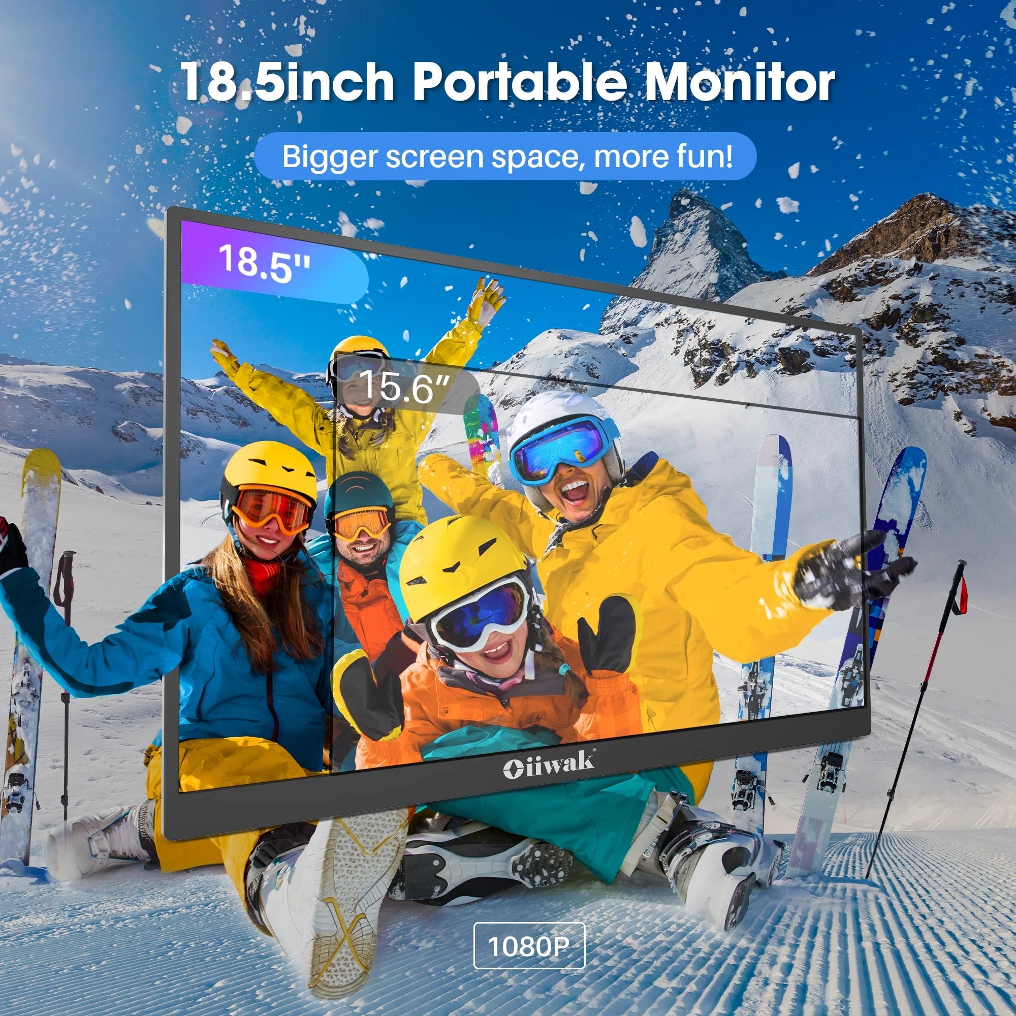 1080P Monitor,100HZ VESA Foldable 100% sRGB FHD Speakers, Stand Extender Laptop, 180° for inch Large Gaming Screen & Frameless Dual Second Monitor, 18.5 Portable IPS Travel Oiiwak
