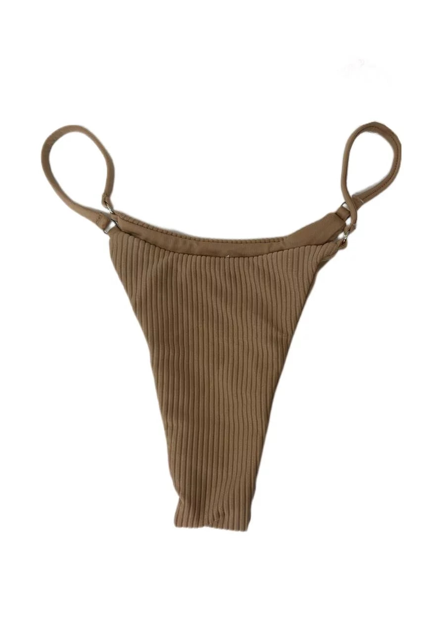 Women's Nude, Frankies Ribbed Thong S Sara Swim Bottom,
