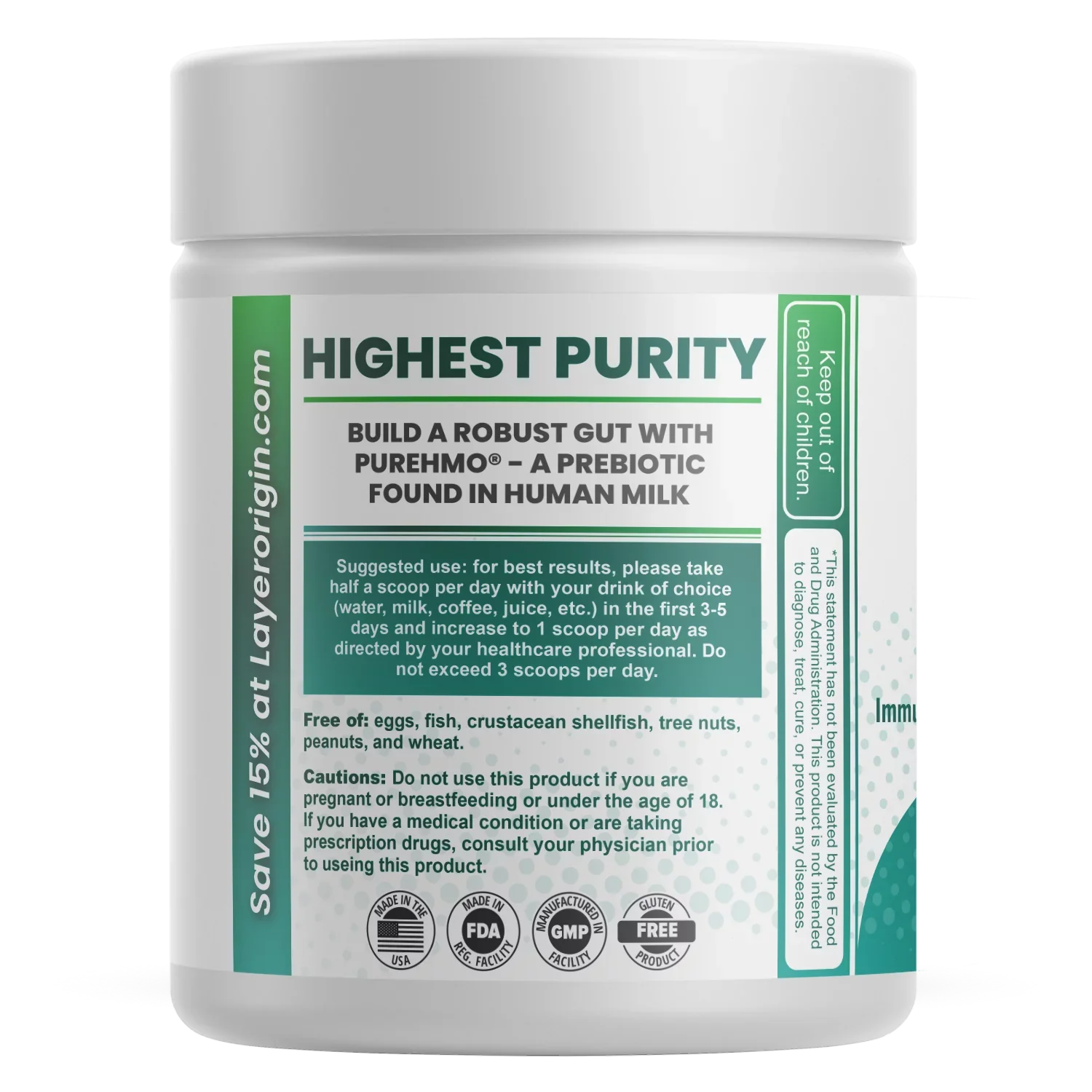Bioidentical 45 - Human 1950 - Servings Oligosaccharide Powder 2'-Fucosyllactose mg Milk - PureHMO