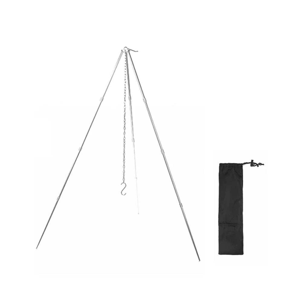 Aluminum Dazzduo Stand for Portable Tripod Htovila Bracket Folding Walmeck BBQ Tripod, Picnic and Alloy BUZHI Camping - exterior Detachable Pot Aibecy Foldable Rack Campfire Hung Radirus Bonfire