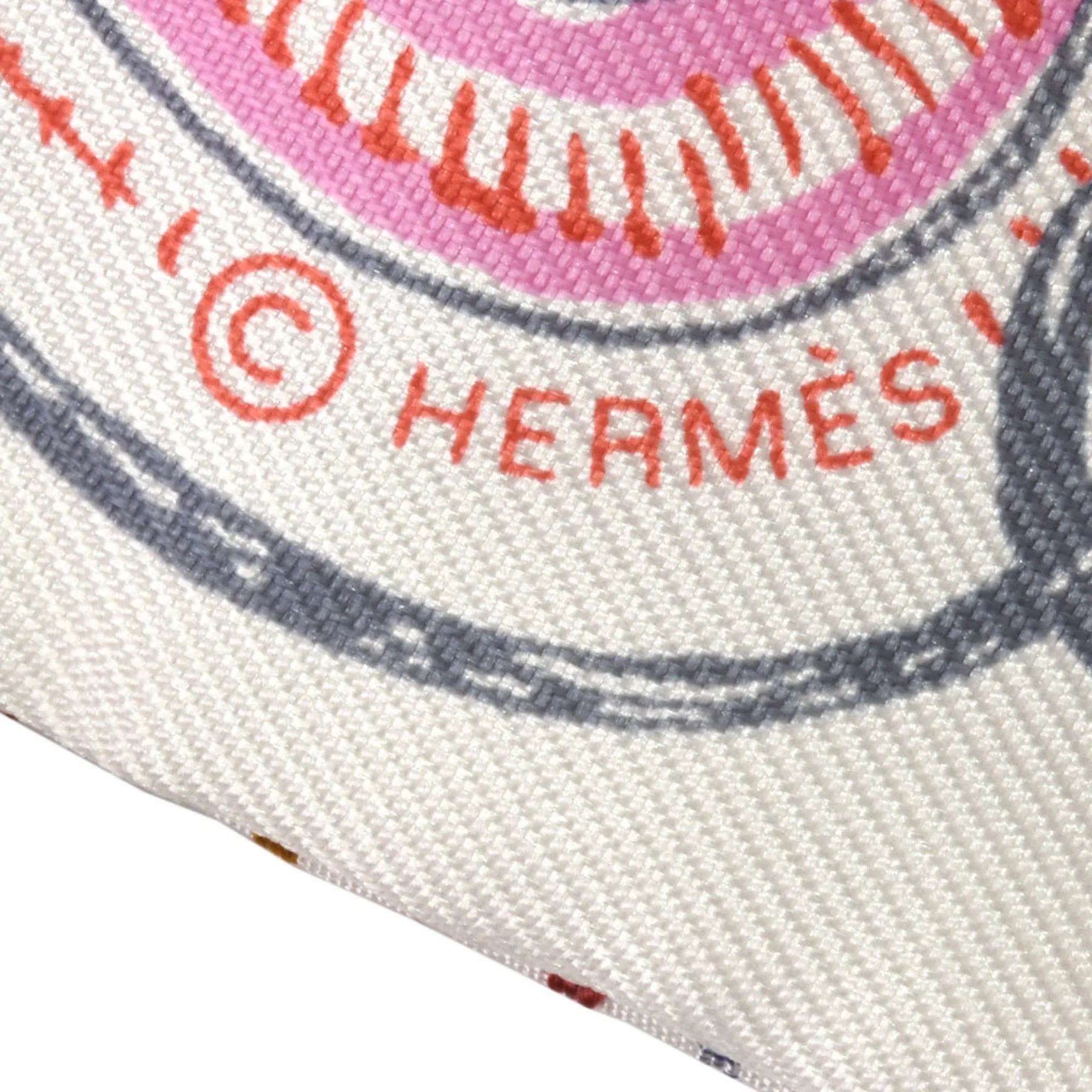 100% (Like NEON New) Silk CHEVALOSCOPE Scarf Pointier 853954S White Muffler Pre-Owned HERMES Twilly