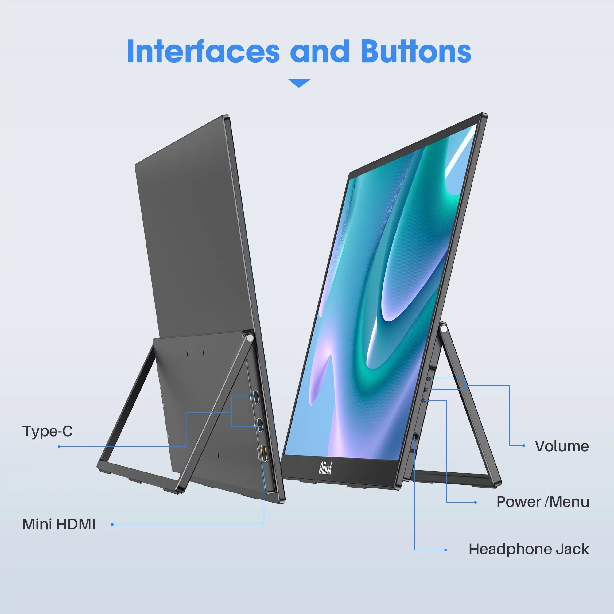 1080P Monitor,100HZ VESA Foldable 100% sRGB FHD Speakers, Stand Extender Laptop, 180° for inch Large Gaming Screen & Frameless Dual Second Monitor, 18.5 Portable IPS Travel Oiiwak