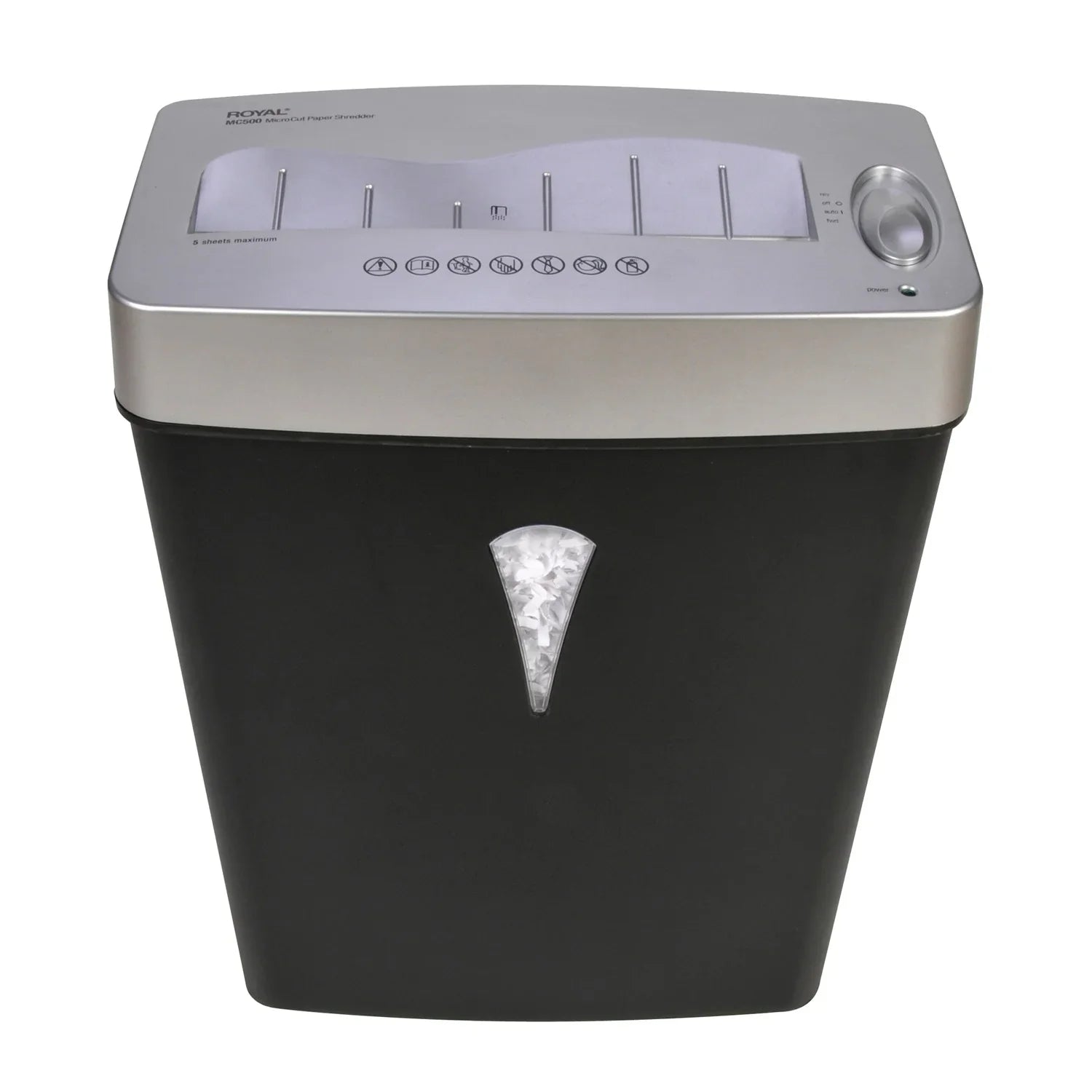 5 shredding Wastebin Cut 0.394" gal Card 0.157" - Silver dimension Micro Royal Shred - - Paper, x - Shredder Pass Black, Capacity Credit Paper for 4 - Per - MC500