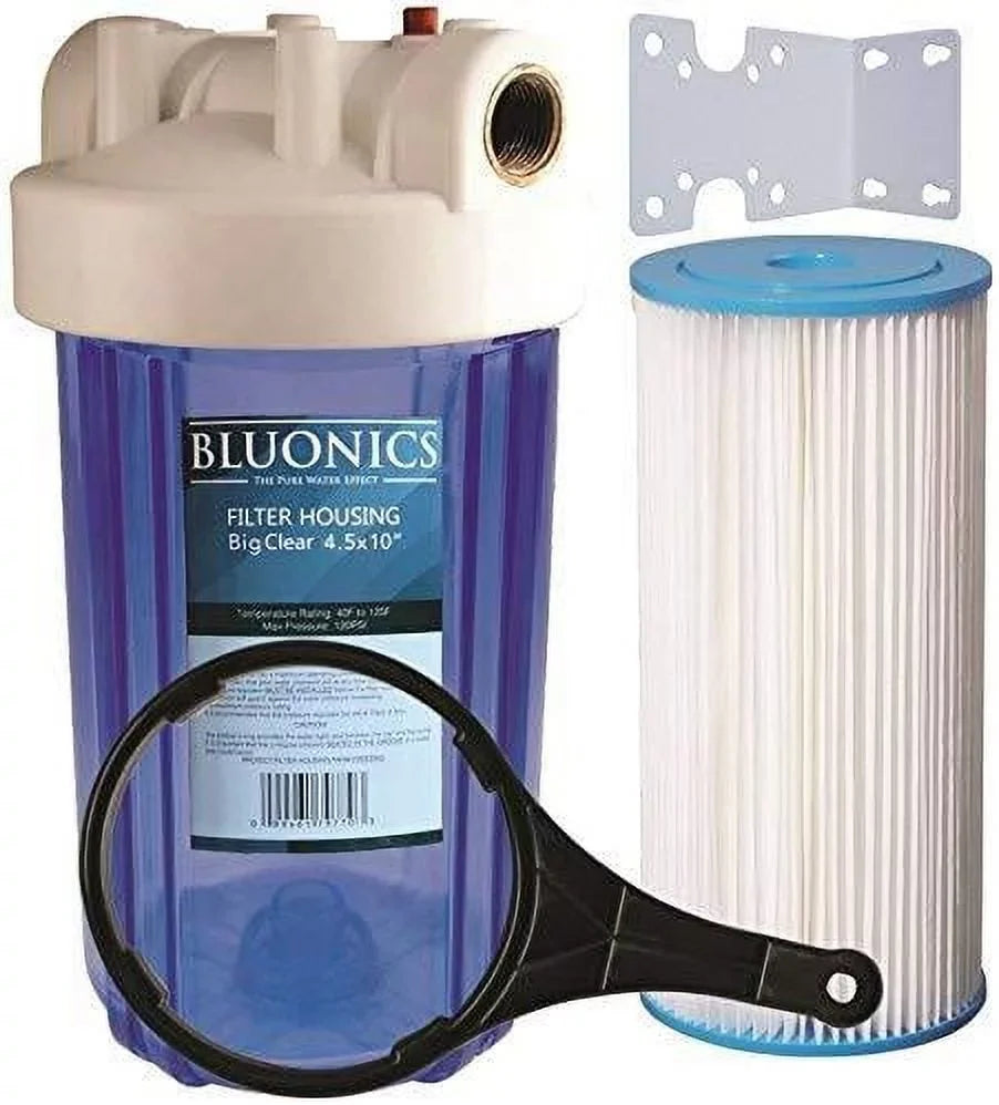 with 10" clear housing Filter 5 Micron transparent Big liquid Cartridge Sediment Blue Whole House Pleated blue