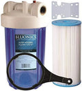 with 10" clear housing Filter 5 Micron transparent Big liquid Cartridge Sediment Blue Whole House Pleated blue