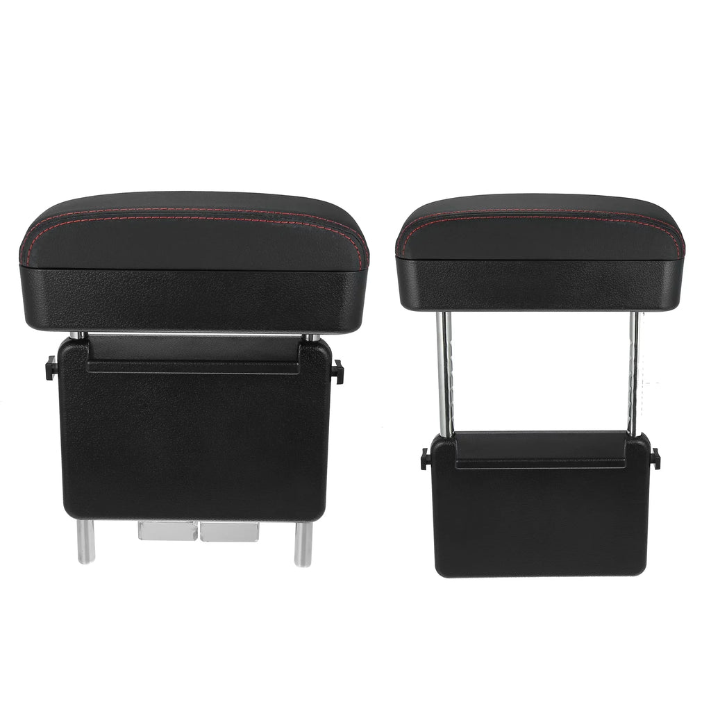 Armrest Leather Seat Armrest Armrest Red Organizer Box Black Adjustable Box with Center PU Extender Gap Storage Car Line